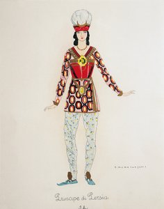 Costume per il Principe di Persia da Turandot di Giacomo Puccini, bozzetto di Umberto Brunelleschi (1879-1949) per la prima rappresentazione dell