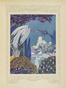Tuttavia il bellissimo Uccello Blu non cessava mai di volare intorno al palazzo, illustrazione da 