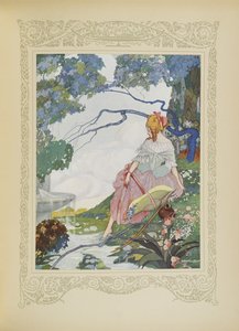Un giorno si fermò accanto a una fontana, illustrazione da 