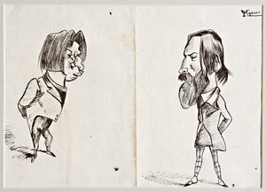 Caricature (inchiostro di china su carta) da Umberto Tirelli