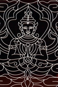 20151028, Vientiane, Laos: Tempio buddista Wat Ong Teu. Una dea decora una finestra da Unbekannt