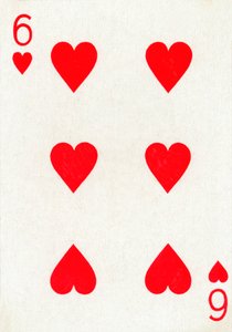 6 di cuori da un mazzo di carte da gioco Goodall & Son Ltd., c1940