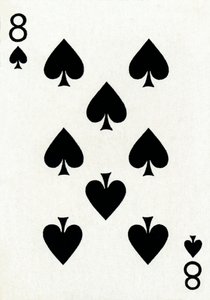 8 di picche da un mazzo di carte da gioco Goodall & Son Ltd., c. 1940