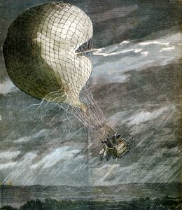 Un pallone colpito da un fulmine vicino a Chicago, Illinois, USA, 1891 da Unbekannt