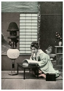 Una studentessa diligente, Giappone, 1904 da Unbekannt