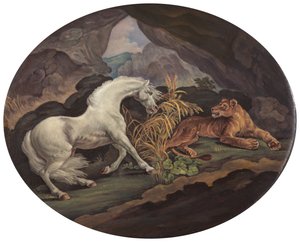 Un cavallo spaventato da una leonessa, ca. 1800