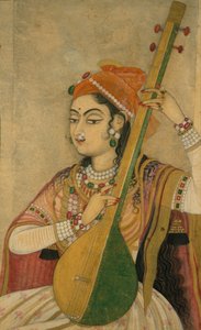 Una signora che suona il Tanpura, ca. 1735 da Unbekannt