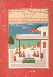 Un Raja e un Ospite Seduti su una Terrazza Ascoltando Musicisti, AH 1214-1799-1800 AD da Unbekannt