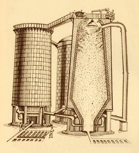 Una serie di moderni altiforni mostrati in sezione, c1930 da Unbekannt