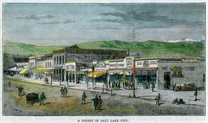 Una strada a Salt Lake City, Utah, USA, c1880
