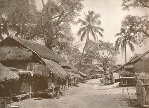 Una tipica scena di villaggio birmano, 1900
