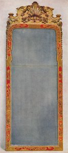 Uno specchio molto raro del c1720 in cornice decorata con lacca rossa