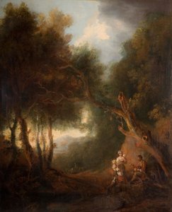 Paesaggio boscoso, sera d