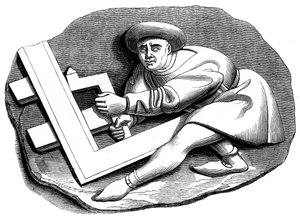 Apprendista falegname che lavora a un pezzo di prova, XV secolo, 1849