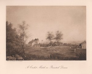 Una partita di cricket su Bansted Downs, Surrey, XIX secolo, 1912 da Unbekannt