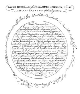 Facsimile della tavola nella prima edizione di Boswell