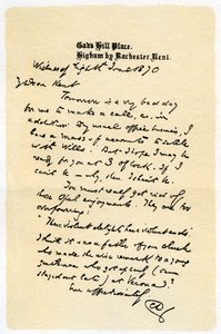 Una lettera scritta a mano, 1870, 1899 da Unbekannt