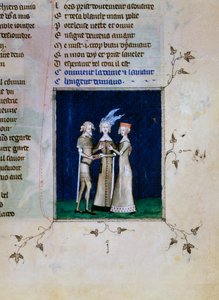 Un cavaliere e una dama che si scambiano anelli, c. 1350 da Unbekannt