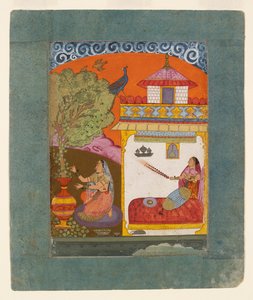 Una signora che coglie foglie, illustrando il modo musicale Gunakali Ragini, c1675 da Unbekannt