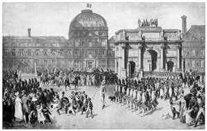 Una parata militare attraverso Parigi, Francia, XVIII secolo