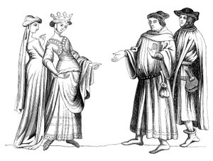 Una nobildonna, serva e membro della borghesia, XIV secolo 1849 da Unbekannt