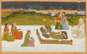 Una principessa sdraiata su una terrazza con attendenti, c. 1730-1740