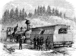 Una batteria ferroviaria, Guerra Civile Americana, 1861-1865 c1880 da Unbekannt