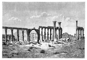 Una colonnata in rovina a Palmira Tadmur, Siria, 1895 da Unbekannt