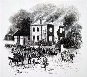 Una scena dalle rivolte di Birmingham del 1791 da Unbekannt