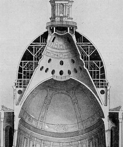 Disegno sezionale della grande cupola di Sir Christopher Wren da Unbekannt
