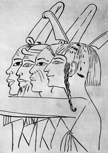 Schizzo di uomini africani e asiatici dalla tomba del re Seti I, Tebe, Egitto da Unbekannt