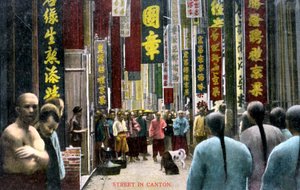 Una strada a Canton, Cina, c1900