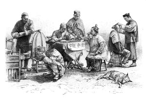 Una strada a Kin-Kiang, tipi e costumi, c. 1890