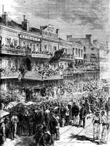 Una strada a New Orleans il giorno delle elezioni, 1860 da Unbekannt