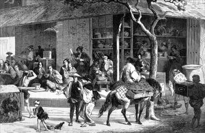 Un mercato del tè in Giappone, c1880