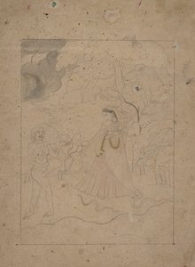 Abhisarika Nayika Eroina che sfida la notte, ca. 1800 da Unbekannt