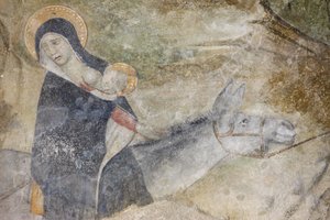 Abbazia di Abondance: affresco della fuga in Egitto, Abondance, Francia da Unbekannt