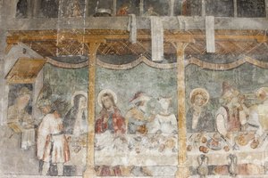 Abbazia di Abondance affresco: le nozze di Cana, Abondance, Francia