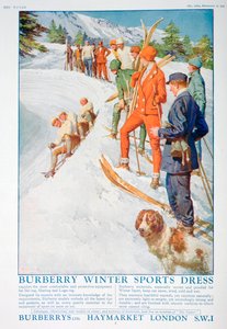 Pubblicità per abito sportivo invernale Burberry, 1928 da Unbekannt
