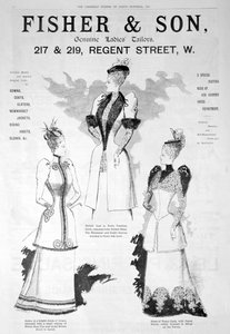 Pubblicità per Fisher and Son, moda femminile, 1891 da Unbekannt