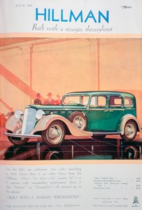 Pubblicità per automobili Hillman da Unbekannt