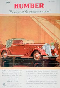 Pubblicità per automobili Humber, 1935 da Unbekannt