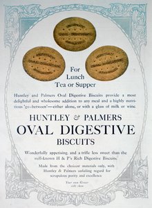 Pubblicità per i biscotti digestivi ovali Huntley e Palmers, 1909 da Unbekannt