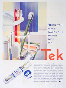 Pubblicità per spazzolini Tek, di Johnson and Johnson, 1931 da Unbekannt
