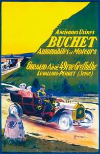 Pubblicità per auto Buchet, c1910