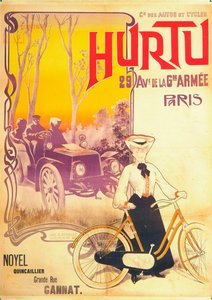 Pubblicità per auto e biciclette Hurtu, c1900s
