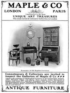 Pubblicità per Maple & Co di Londra, venditori di mobili antichi, 1901 da Unbekannt