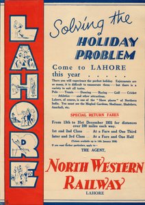 Pubblicità per la North Western Railway che promuove i viaggi a Lahore, 1936 da Unbekannt
