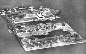 Veduta aerea della stazione di immigrazione di Ellis Island, New York, USA, 1926 da Unbekannt