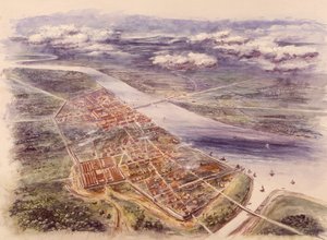 Veduta aerea di Londinium Londra dal nord-ovest, II secolo da Unbekannt
